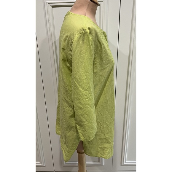 Focus Casual Life Women's Celery Green Tunic Top Size‎ Medium Cotton Embroidered - Picture 3 of 8
